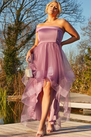 Сетчатое платье больших размеров на одно плечо , фиолетовый Chi London