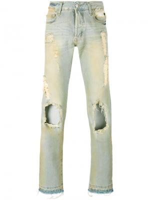 Узкие джинсы с протертостями Misbhv. Цвет: синий