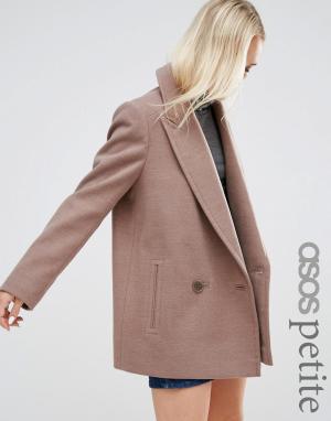 Классическое пальто-бушлат ASOS Petite. Цвет: бежевый