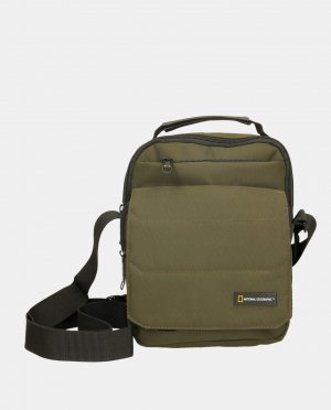 Зеленая нейлоновая сумка через плечо с отделением на двойной молнии , зеленый National Geographic