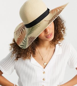 Соломенная шляпа телесного цвета с принтом пальмовых листьев -Нейтральный South Beach