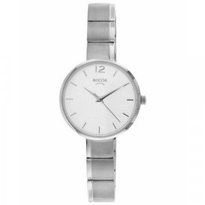 Наручные часы 3308-01, белый, серебряный BOCCIA. Цвет: белый/серебристый