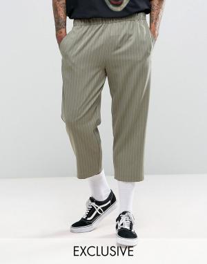 Свободные брюки в полоску Inspired Reclaimed Vintage. Цвет: зеленый