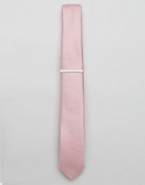 Галстук с зажимом Burton Menswear. Цвет: розовый