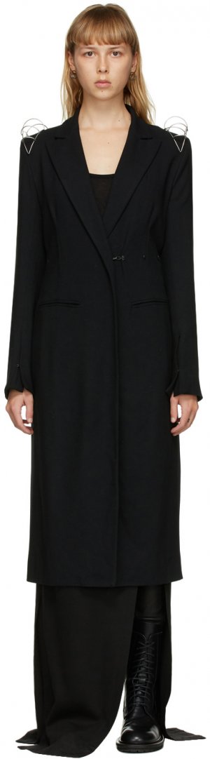 Black Wool Cage Shoulder Coat Ann Demeulemeester. Цвет: 099 black