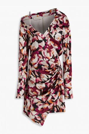 Платье-рубашка Eliana из шелкового атласного крепа с запахом и цветочным принтом , бордовый Nicholas