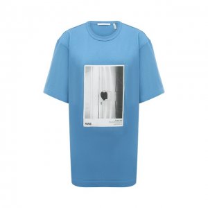 Хлопковая футболка Helmut Lang. Цвет: синий