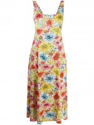 Платье миди с цветочным принтом Alexa Chung. Цвет: розовый