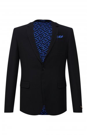 Пиджак из вискозы и шерсти Versace. Цвет: синий