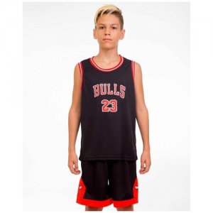 Детская баскетбольная форма Чикаго Буллз/Майкл Джордан № 23 (28 (XL) / черный красный 146) Китай. Цвет: черный