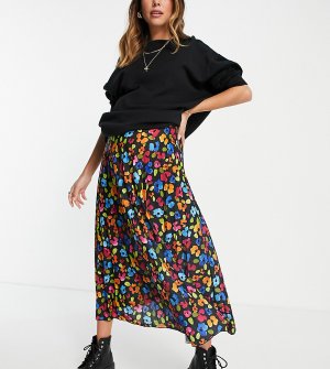 Трикотажная юбка миди со складками и ярким цветочным принтом Maternity-Разноцветный ASOS DESIGN