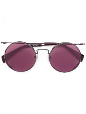 Круглые солнцезащитные очки с затемненными линзами Yohji Yamamoto. Цвет: розовый и фиолетовый