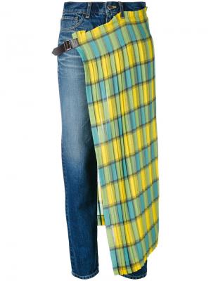 Укороченные джинсы с плиссированной юбкой Facetasm. Цвет: синий