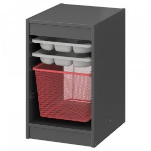Комбинация для хранения ИКЕА ТРУФАСТ с лотком коробок серый светло-красный 34x44x56 см IKEA