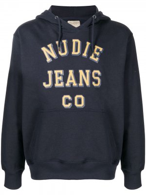 Худи с логотипом Nudie Jeans. Цвет: синий