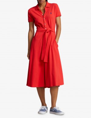 Хлопковое платье-поло Ralph Lauren, красный Polo Lauren
