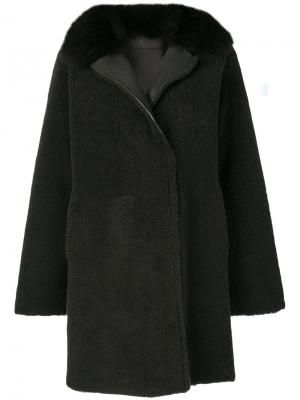 Vintage fur trim coat Guy Laroche. Цвет: зелёный