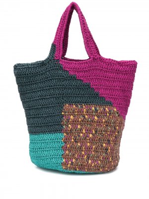 Плетеная сумка-шопер в технике пэчворк M Missoni. Цвет: синий