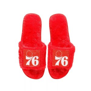 Женские красные тапочки FOCO Philadelphia 76ers со стразами Unbranded