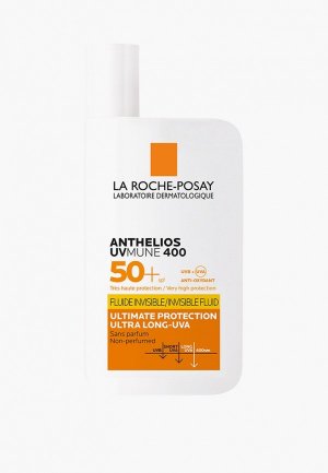 Флюид солнцезащитный La Roche-Posay Spf 50+, невидимый, для лица. Цвет: прозрачный
