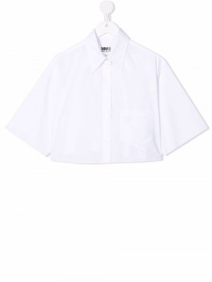 Укороченная рубашка MM6 MAISON MARGIELA KIDS. Цвет: белый