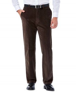 Мужские брюки классического кроя из эластичного вельвета , коричневый Haggar