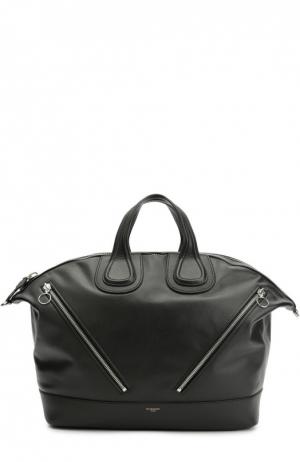 Кожаная дорожная сумка Nightingale с плечевым ремнем Givenchy. Цвет: черный