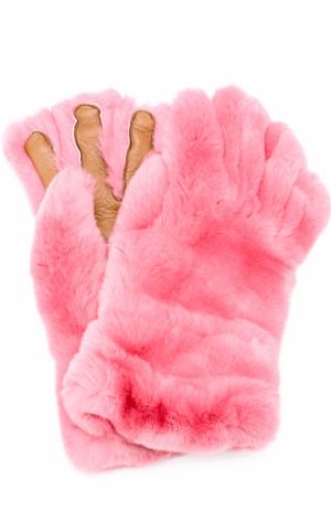 Перчатки из меха кролика с кожаной отделкой Marni. Цвет: розовый
