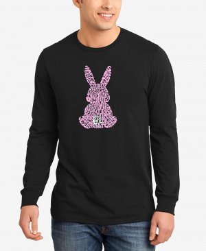 Мужская футболка с длинным рукавом пасхальным кроликом Word Art LA Pop Art, черный