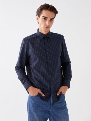 Мужская полосатая рубашка стандартного кроя с длинным рукавом SOUTHBLUE, серый полосатый Southblue