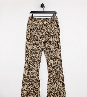 Трикотажные расклешенные брюки со звериным принтом -Коричневый цвет Daisy Street