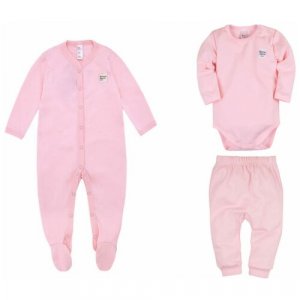 Комплект одежды  детский, ползунки и комбинезон брюки боди, повседневный стиль, манжеты, размер 62, розовый Bossa Nova. Цвет: розовый