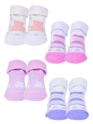 Носки, 4 пары Malerba. Цвет: молочный, белый, розовый
