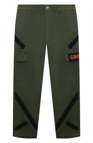 Хлопковые брюки Roberto Cavalli. Цвет: хаки