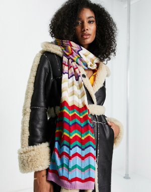 Яркий шарф с крупными узорами в виде зигзагов -Разноцветный Missoni