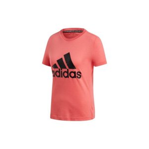 Logo Print Sports Short Sleeve T-Shirt Women Tops Prism-Pink DY7733 Adidas