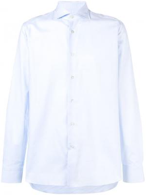 Однотонная рубашка на пуговицах Borriello. Цвет: синий