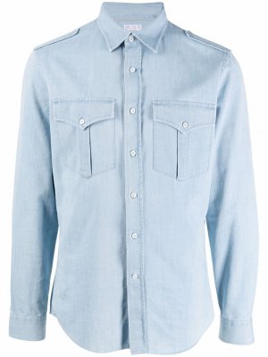 Джинсовая рубашка на пуговицах Brunello Cucinelli. Цвет: синий