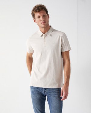 Мужская бежевая рубашка-поло с короткими рукавами , бежевый Salsa Jeans
