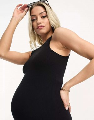 Черное трикотажное платье миди-борцовки ASOS DESIGN Maternity