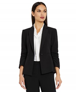 Женский пиджак с рюшами на одной пуговице и рукавами Tahari ASL, черный Asl