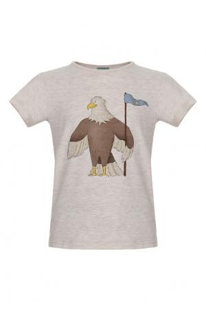Бежевая футболка с орлом LISA&LEO. Цвет: бежевый