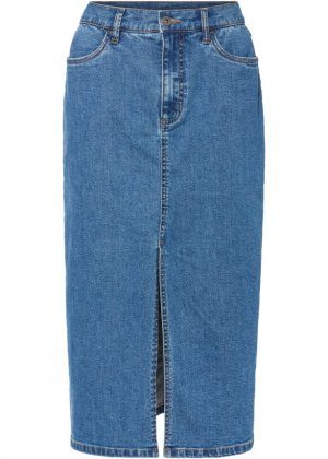 Длинная джинсовая юбка с разрезом из ткани positive denim #1 , синий Rainbow