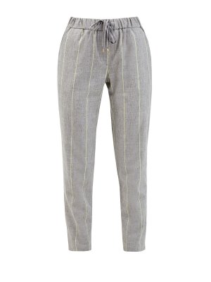 Укороченные брюки в стиле leisure с мелованным принтом LORENA ANTONIAZZI. Цвет: серый