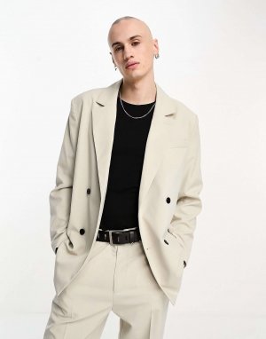 Светло-серый двубортный пиджак Leo эксклюзивно для ASOS Weekday