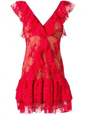 Платье с оборками ANIYE BY. Цвет: красный