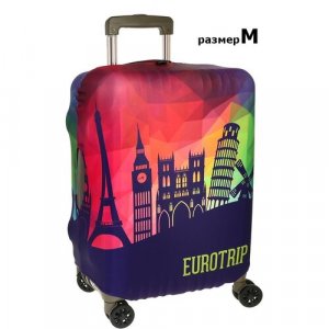 Чехол для чемодана 7017_M, размер M, мультиколор Vip collection. Цвет: микс/бордовый
