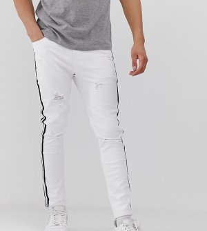 Обтягивающие джинсы с рваной отделкой и полосками по бокам -Белый Mauvais