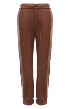 Кожаные брюки Antonelli Firenze. Цвет: коричневый