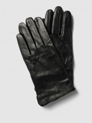 Кожаные перчатки с тиснением этикетки, модель «КЛАССИК» , черный JOOP!